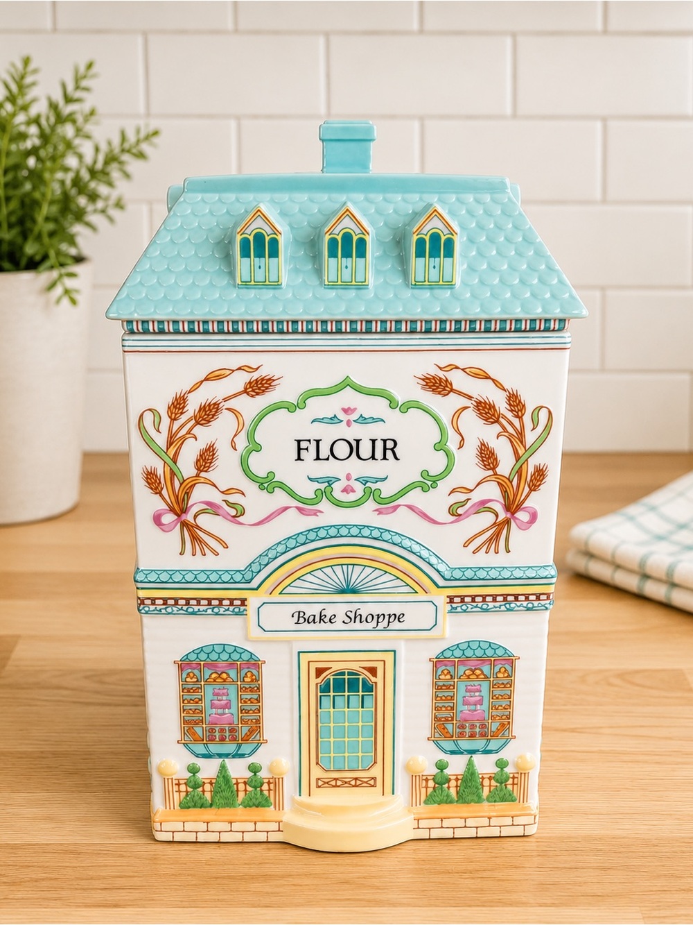 Lenox Spice Village Flour Canister “Bake Shoppe” with Lid | Vintage 1989 Rare